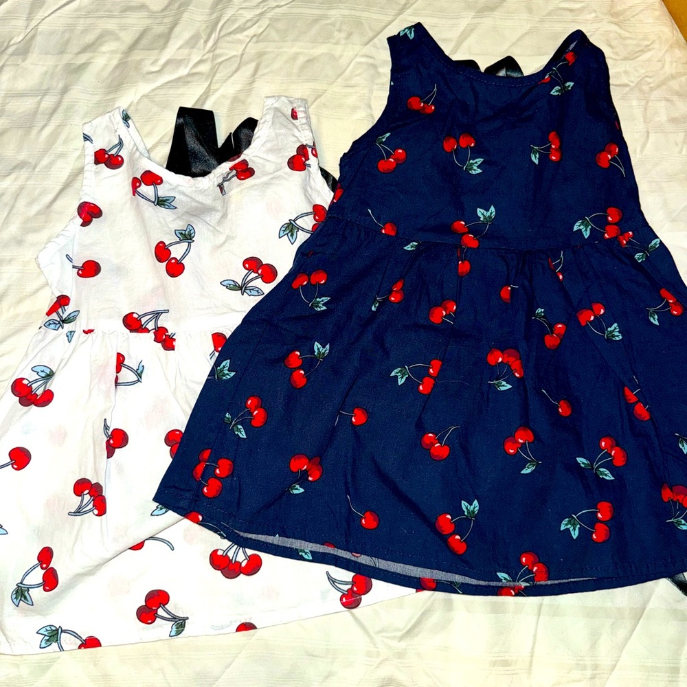 Girls 6-9 month cherry dresses (2)